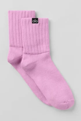 Unisex halvhög scrunch-strumpa – Candy Heart Pink