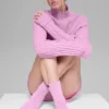 Unisex halvhög scrunch-strumpa – Candy Heart Pink