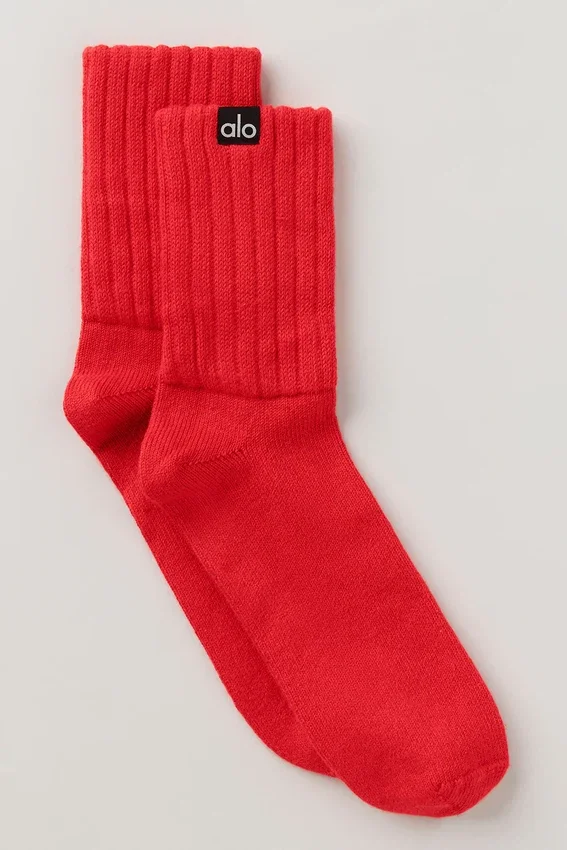 Unisex halvhög scrunch-strumpa – klarröd