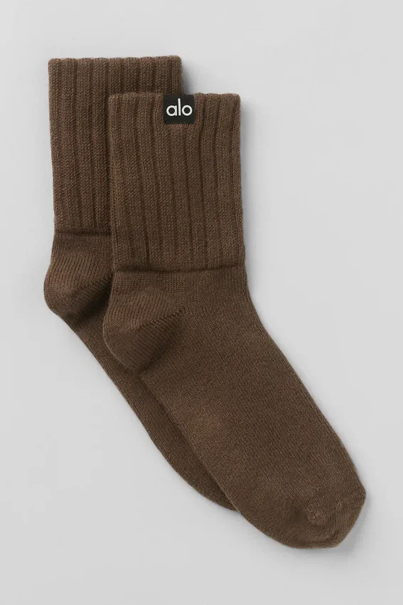 Unisex halvhög scrunch-strumpor – Espresso