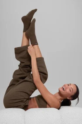 Unisex halvhög scrunch-strumpor – Espresso