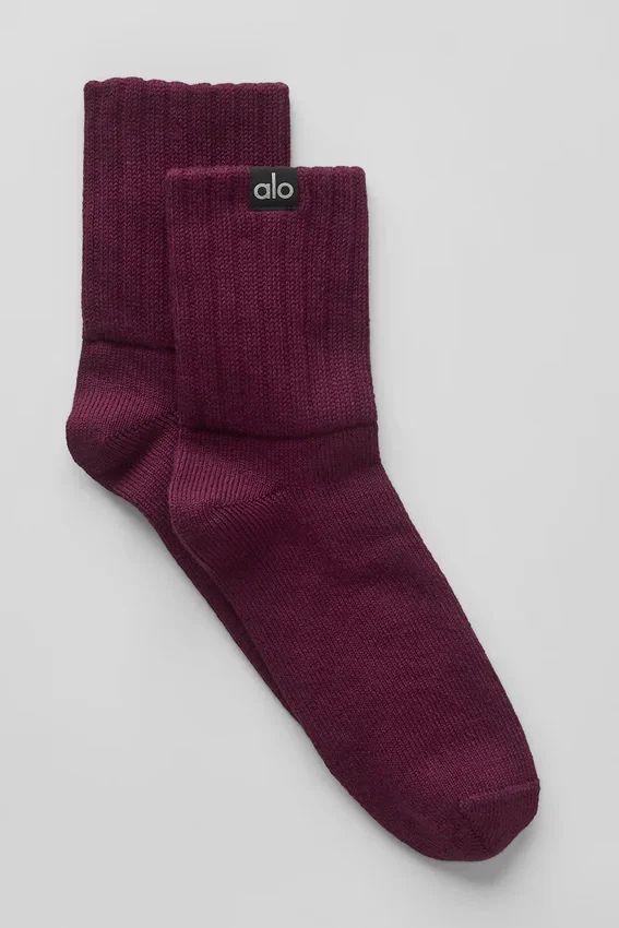 Unisex halvhög scrunch-strumpor – vinröd