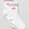 Unisex halvhög Throwback-strumpa – Vit/rosa vildros