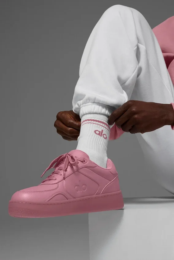 Unisex halvhög Throwback-strumpa – Vit/rosa vildros