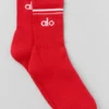 Unisex halvhög Throwback-strumpor – Bright Red/White