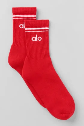 Unisex halvhög Throwback-strumpor – Bright Red/White