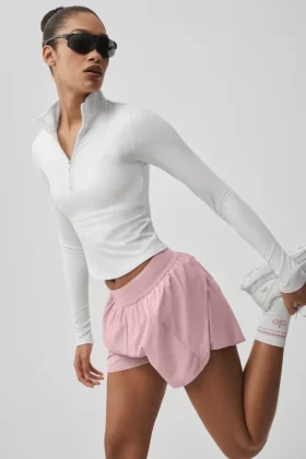 Unisex halvhög Throwback-strumpor – Vit/Vintage-rosa