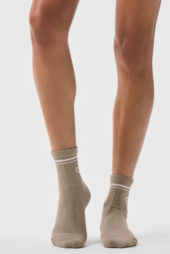 Unisex halvhöga retro-strumpor – Gravel/vit