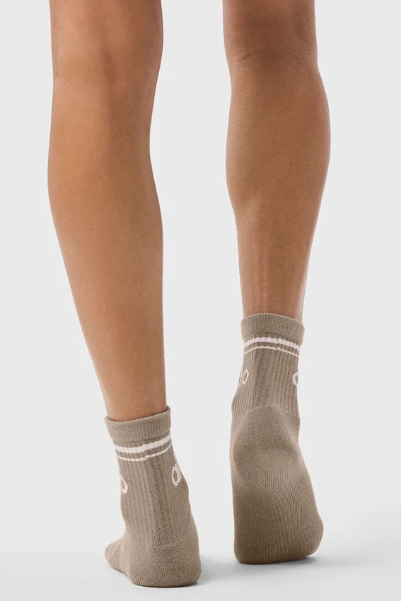 Unisex halvhöga retro-strumpor – Gravel/vit