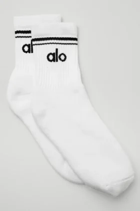 Unisex halvhöga retro-strumpor – Vit/Svart
