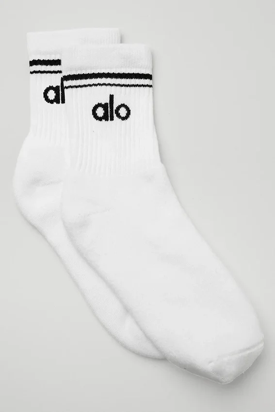 Unisex halvhöga retro-strumpor – Vit/Svart