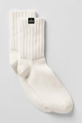 Unisex halvhöga scrunch-strumpor – Ivory