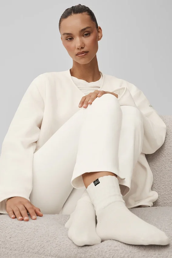 Unisex halvhöga scrunch-strumpor – Ivory