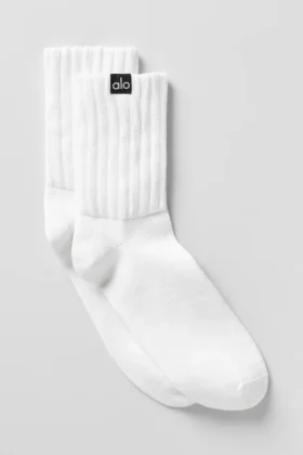 Unisex halvhöga scrunch-strumpor – White
