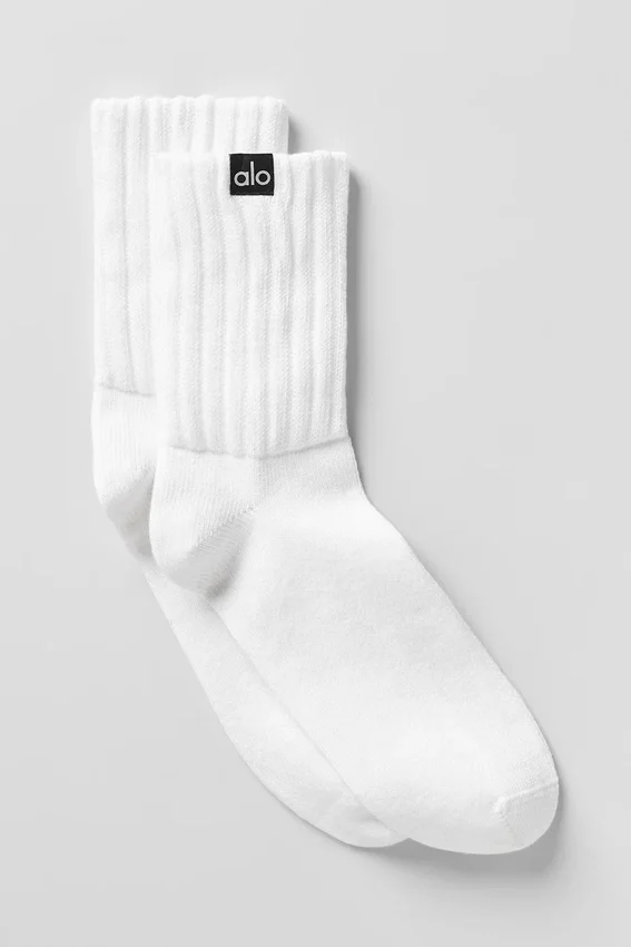 Unisex halvhöga scrunch-strumpor – White