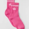 Unisex halvhöga Throwback-strumpor – paradisrosa/vit