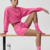 Unisex halvhöga Throwback-strumpor – paradisrosa/vit