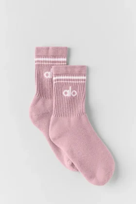 Unisex halvhöga Throwback-strumpor – Vintage rosa/vit