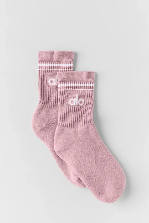 Unisex halvhöga Throwback-strumpor – Vintage rosa/vit
