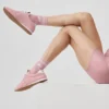 Unisex halvhöga Throwback-strumpor – Vintage rosa/vit