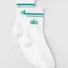 Unisex halvhöga Throwback-strumpor – Vit/Emerald Isle