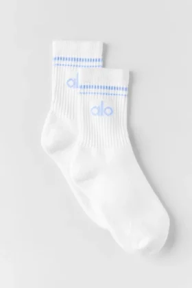 Unisex halvhöga Throwback-strumpor – Vit/Ljus Provenceblå