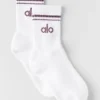 Unisex halvhöga Throwback-strumpor – Vit/Plum Kiss
