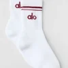 Unisex halvhöga Throwback-strumpor – Vit/Summer Romance Red