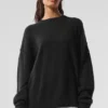 Unisex-stickat i ull och kashmir med rund hals – svart
