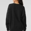 Unisex-stickat i ull och kashmir med rund hals – svart