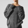 Unisex-stickat i ull och kashmir, New Class, rund hals – platinagrå