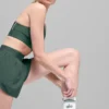 Unisex-strumpor i halvhög modell i retro-stil – Vit/klövergrön