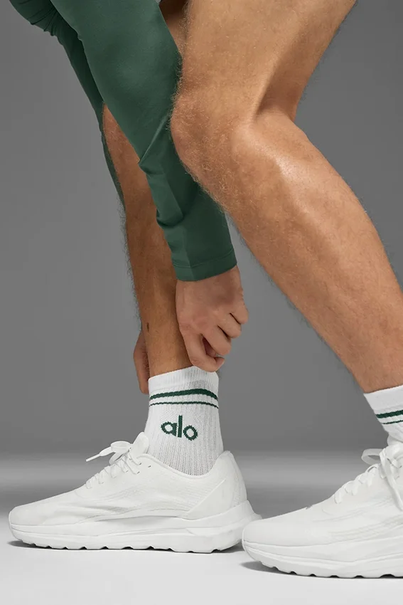Unisex-strumpor i halvhög modell i retro-stil – Vit/klövergrön