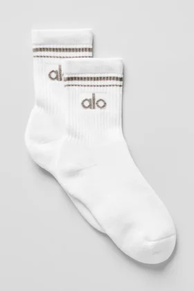 Unisex-strumpor i halvhög modell i retro-stil – Vit/Ljus kakao
