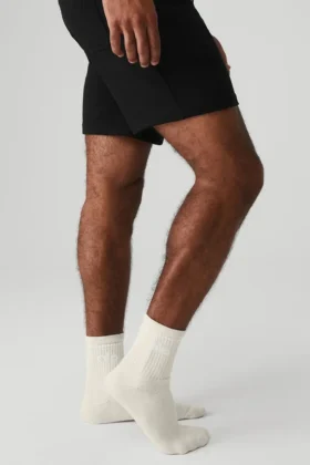 Unisex-strumpor i halvhög modell i retrostil – benvit/vit