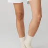 Unisex-strumpor i halvhög modell i retrostil – benvit/vit