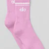 Unisex-strumpor i halvhög modell i retrostil – Candy Heart-rosa/vit