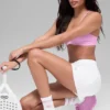 Unisex-strumpor i halvhög modell i retrostil – Vit/Candy Heart-rosa