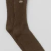 Unisex-strumpor i ull och kashmir med lätt frostad yta – Espresso Heather/Ivory