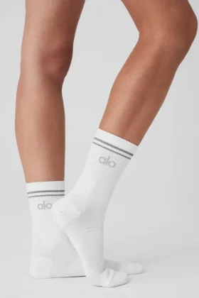 Unisex-strumpor med halvhög krage – Vita