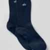 Unisex-strumpor med halvhög skaft och diskret design – marinblå