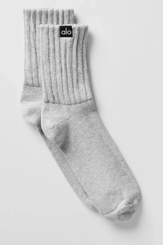 Unisex-strumpor med halvhögt ben och rynkad kant – Athletic Heather Grey