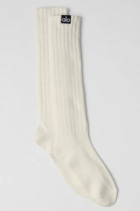 Unisex-strumpor med rynkad fot – benvit