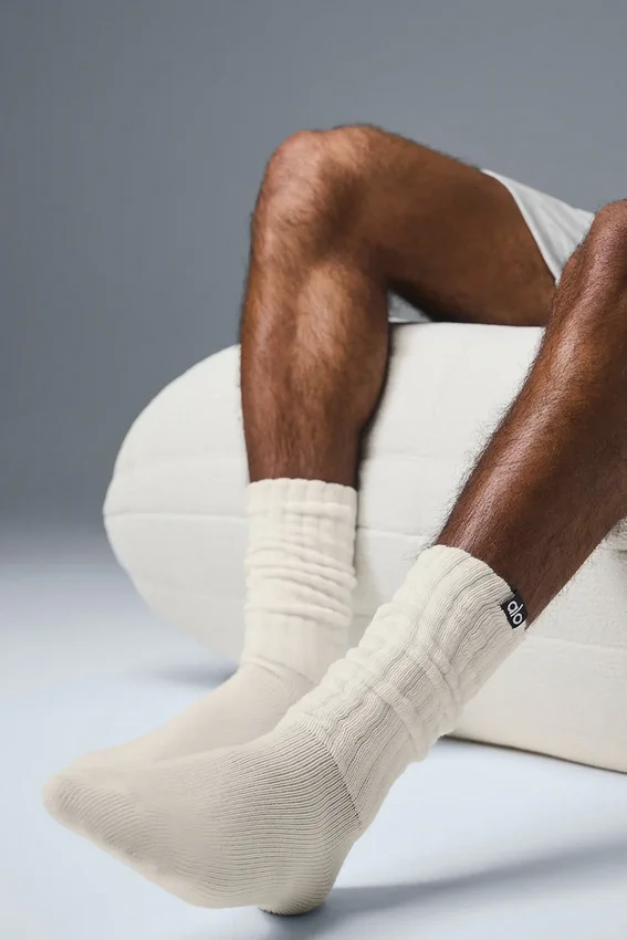Unisex-strumpor med rynkad fot – benvit