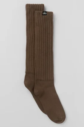 Unisex-strumpor med rynkad kant – Espresso