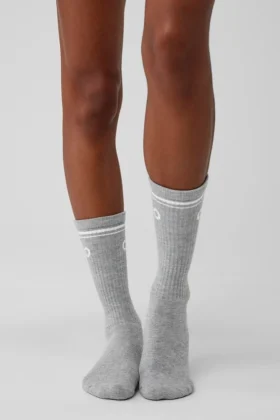 Unisex Throwback-strumpor – Athletic Heather Grey/White