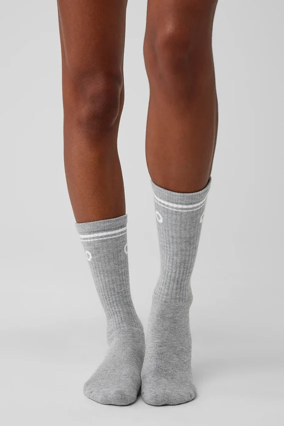 Unisex Throwback-strumpor – Athletic Heather Grey/White