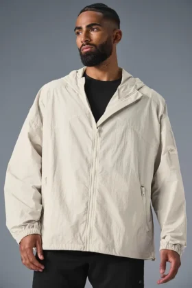 Vantage Nylon Ripstop-träningsjacka – benvit