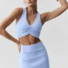High-Waist Airbrush tenniskjol med bra passform – ljus provenceblå