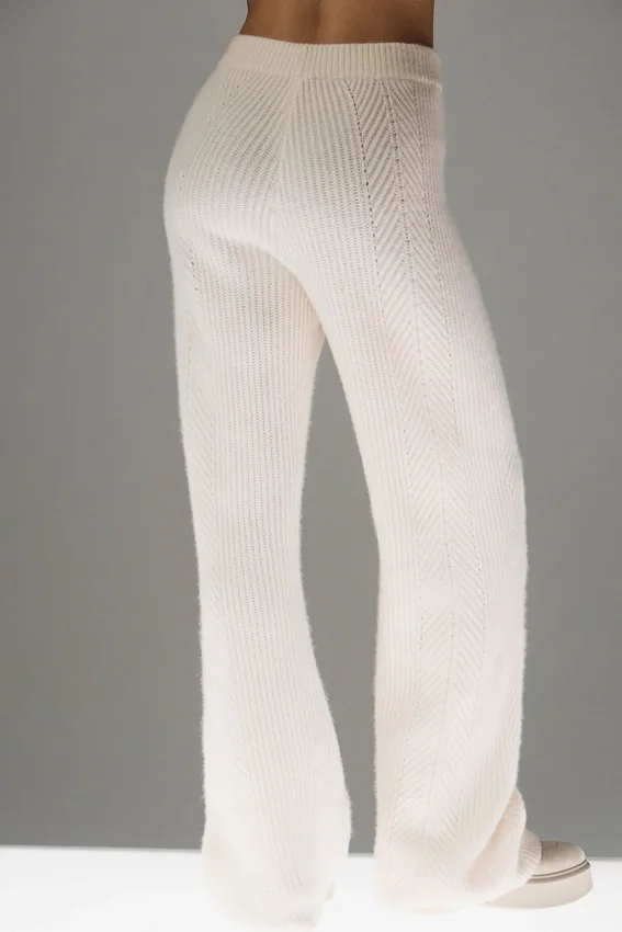 Winter Magic-byxor i kashmir med vida ben – Ivory